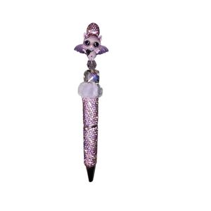 Purple Glitter Bat Rhinestone Beaded Pen Purple  ✨